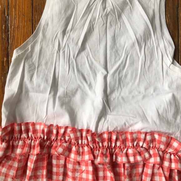 NWT Zara tank, white red gingham ruffle bottom, M - Picture 4 of 5